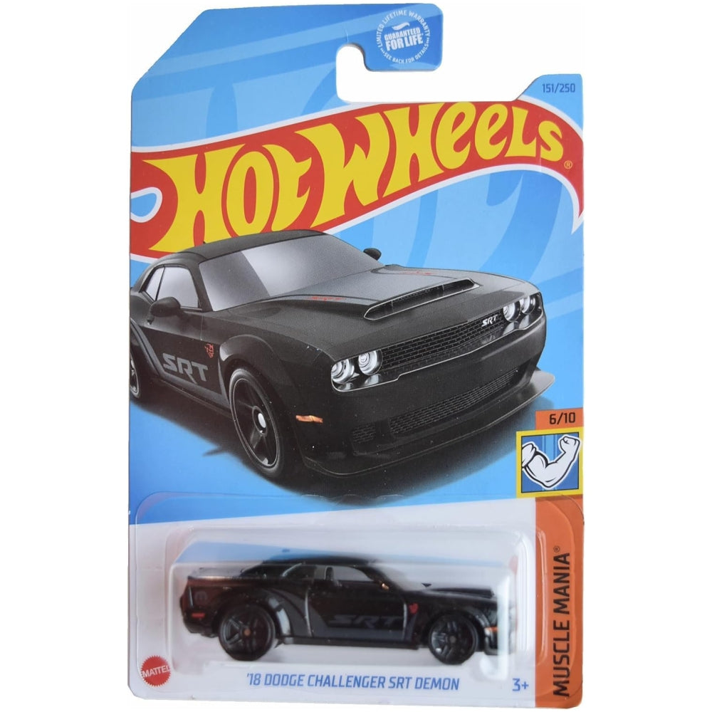 Hot Wheels &#39;18 Dodge Challenger SRT Demon, Muscle Mania 6/10 [Black] 151/250