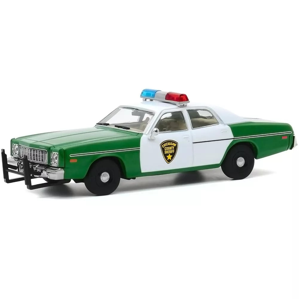 Greenlight 1975 Plymouth Fury "Chickasaw County Sheriff" Green and White 1/43 Diecast Model Car