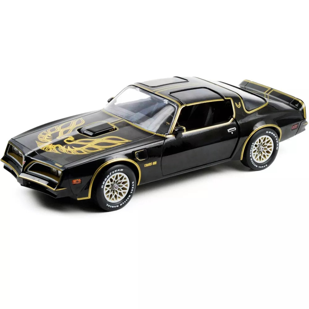 Greenlight 1977 Pontiac Firebird T/A Trans Am Starlite Black with Golden Eagle Hood Bird 1/18 Diecast Model Car