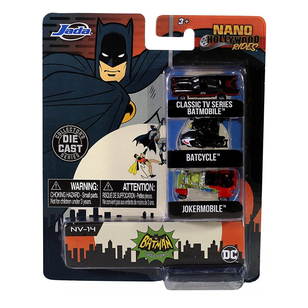 Jada Toys Nano Hollywood Rides Batman 1966 Classic TV Series 3 Pack