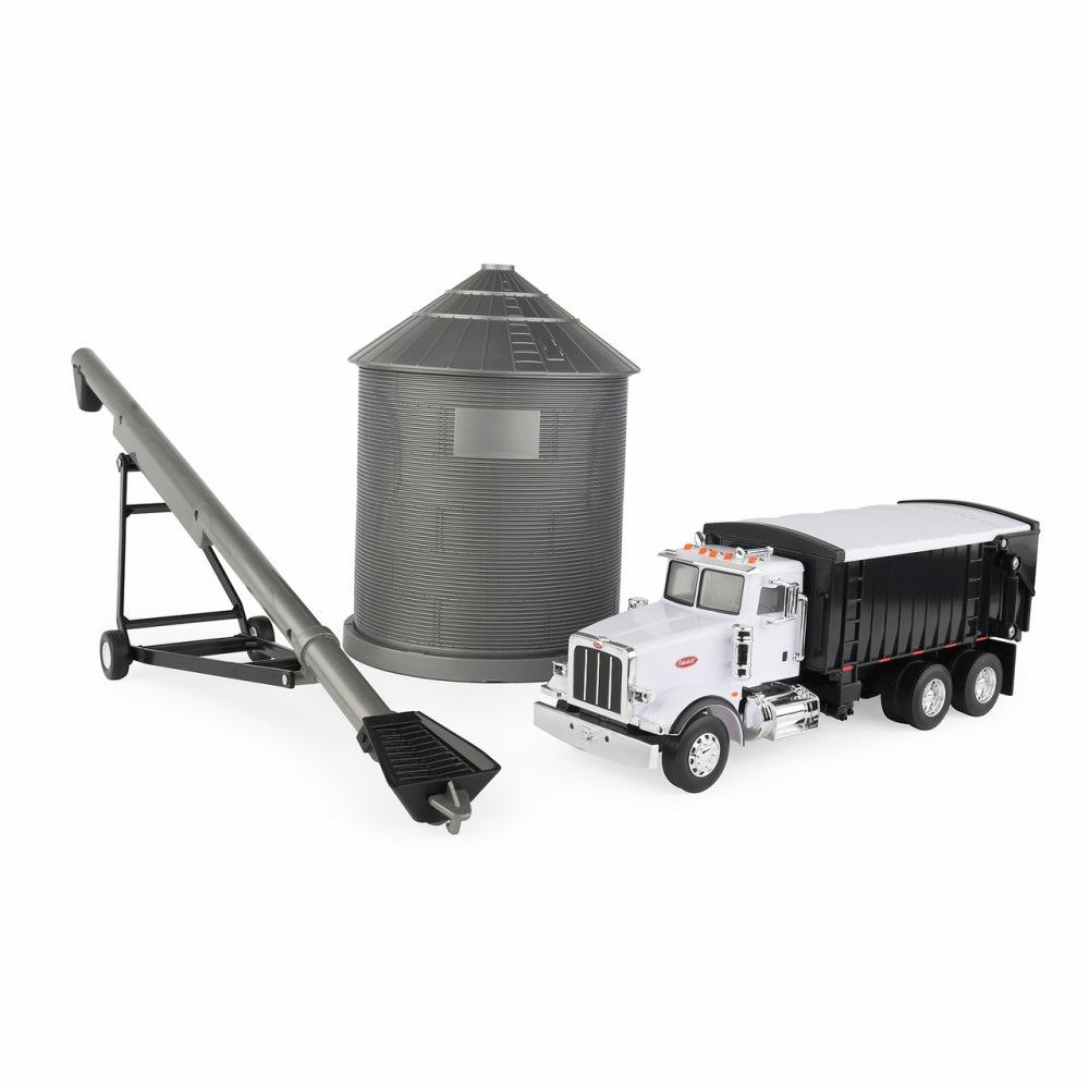 Peterbilt 1:32 Scale 367 Straight Truck with Grain Box, Grain Bin and Auger Farm Toy Set