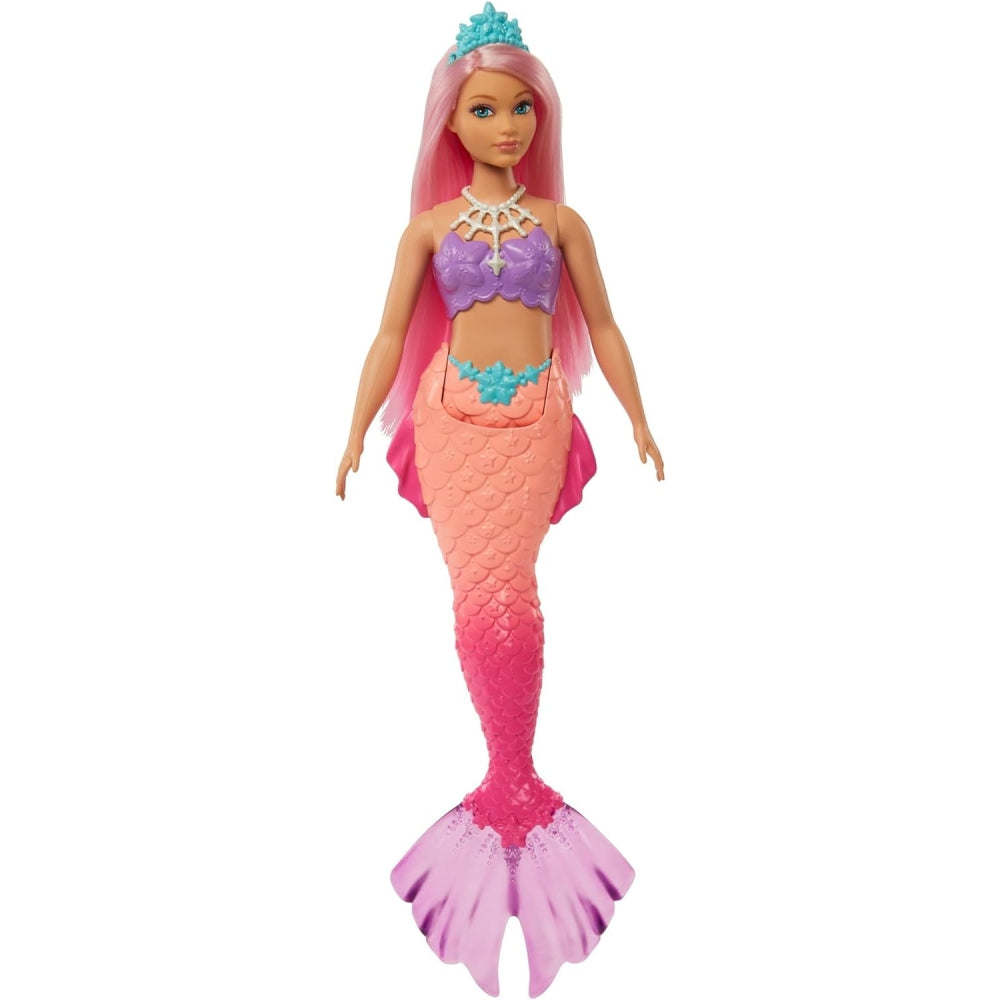 Barbie Dreamtopia Mermaid Doll with Curvy Body, Pink Hair, Pink Ombre Tail &amp; Tiara Accessory