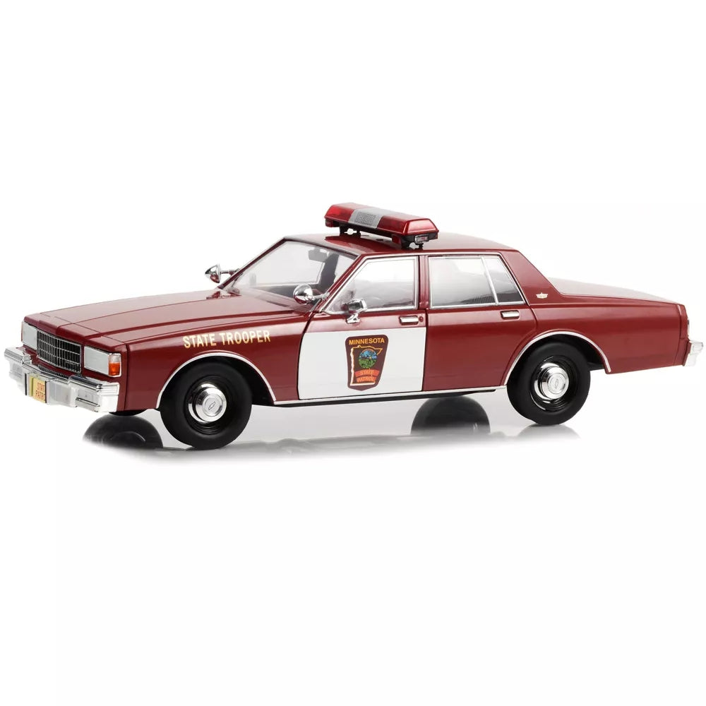 Greenlight 1987 Chevrolet Caprice Burgundy w/Burgundy Interior "Minnesota State Trooper" "Fargo" Movie 1/18 Diecast Model Car