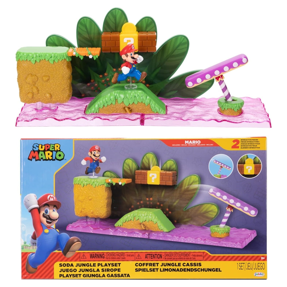 Nintendo Super Mario Super Soda Jungle Playset – Interactive Diorama Set with 2.5” Mario Figure