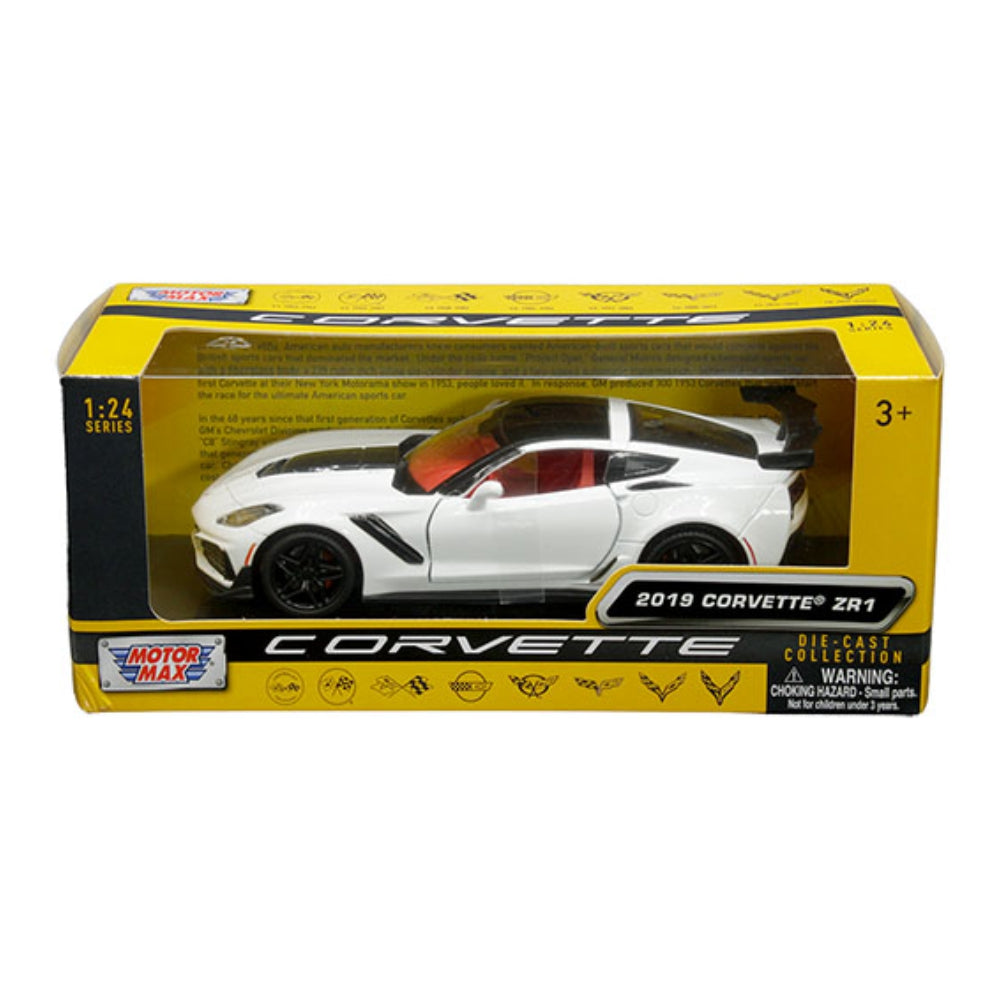 Motormax 1:24 2019 Chevrolet Corvette C7 ZR1 (White with red inteior)