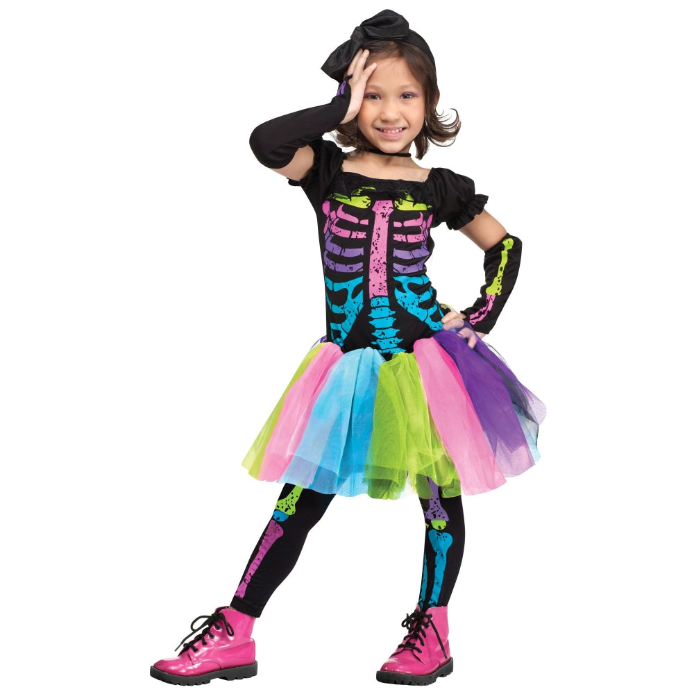 Fun World Toddler Funky Punk Skeleton Costume, 3T-4T