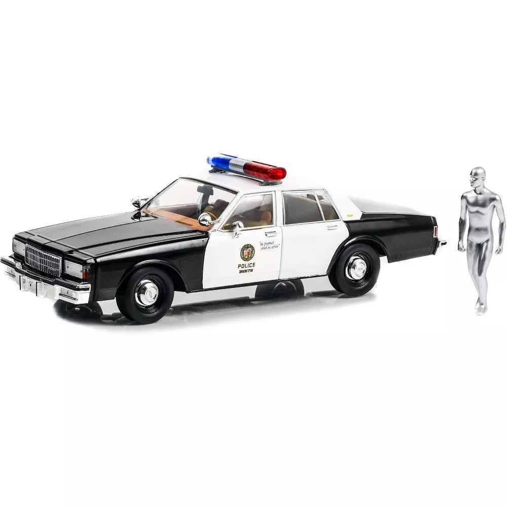 Greenlight 1987 Chevrolet Caprice Metropolitan Police Black & White w/Diecast Figure "Terminator 2" 1/18 Diecast Model Car