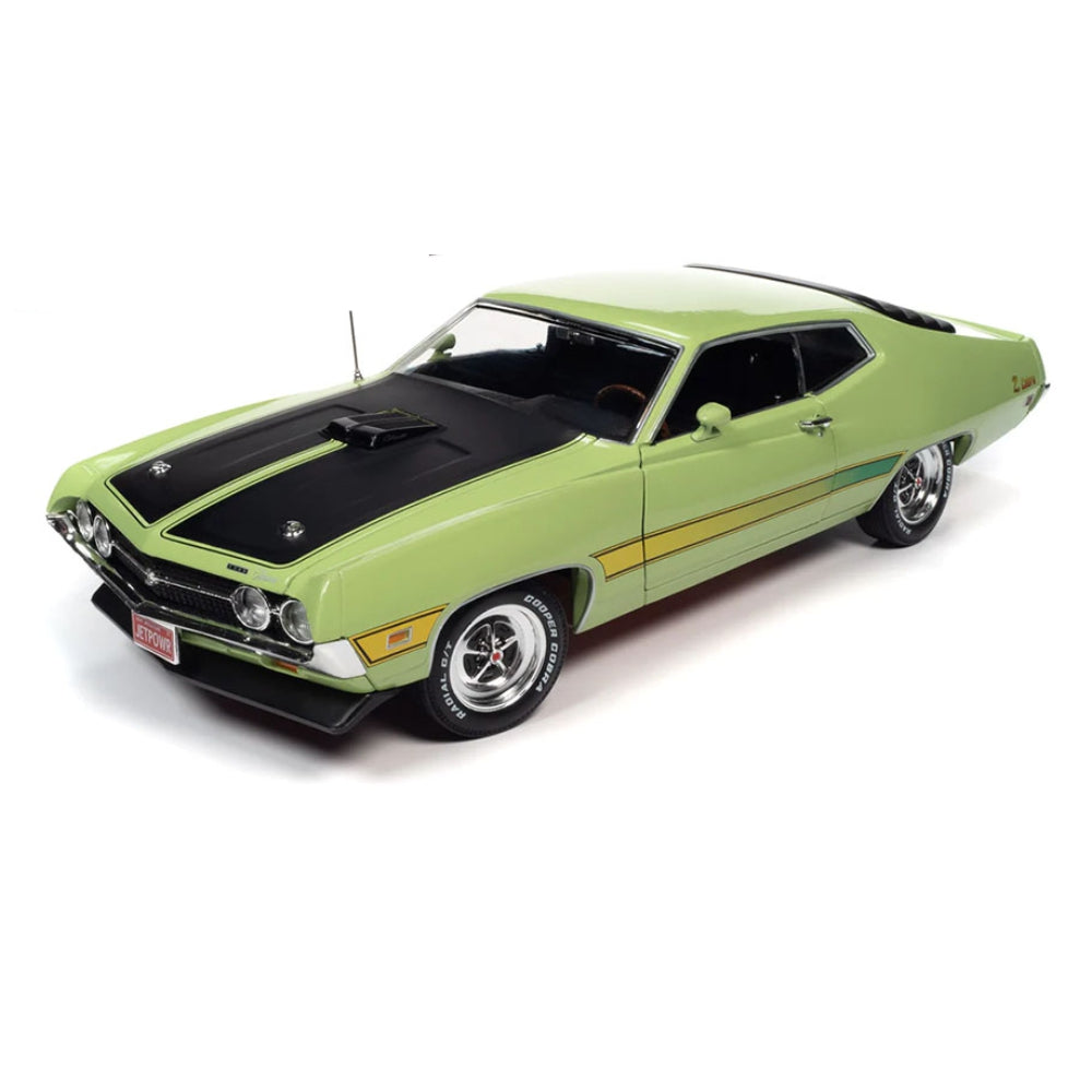Auto World 1:18 1971 Ford Torino Cobra – Grabber Lime with Laser stripe – American Muscle