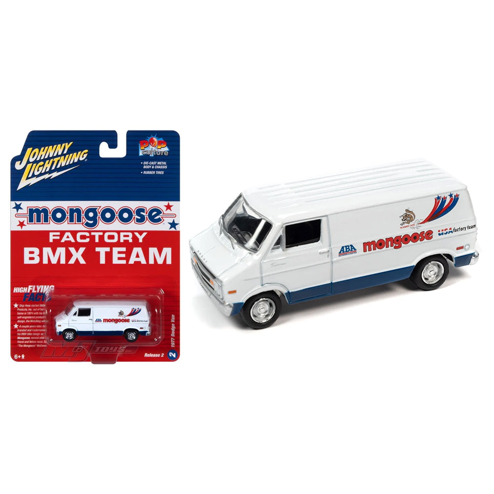 Johnny Lightning 1:64 Mongoose 1977 Dodge Van – White