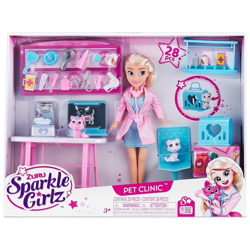 ZURU Sparkle Girlz Pet Clinic Playset – 10.5″ Doll with Veterinary Care Accessories (Assorted)