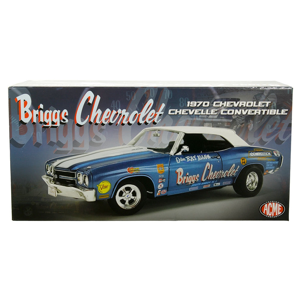 ACME 1:18 1970 Chevrolet Chevelle SS Convertible – Briggs Chevrolet – Blue with White Stripes