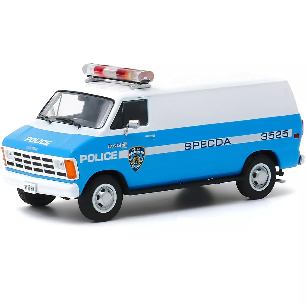 Greenlight 1987 Dodge Ram B250 Van Blue and White "New York City Police Department" (NYPD) 1/43 Diecast Model