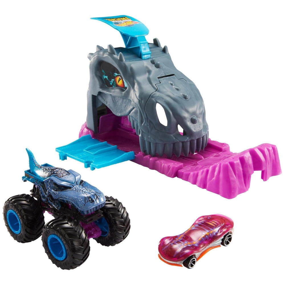Hot Wheels Monster Truck Pit & Launch Playset – Includes Monster Truck & 1:64 Scale Hot Wheels Car (Ages 4+)