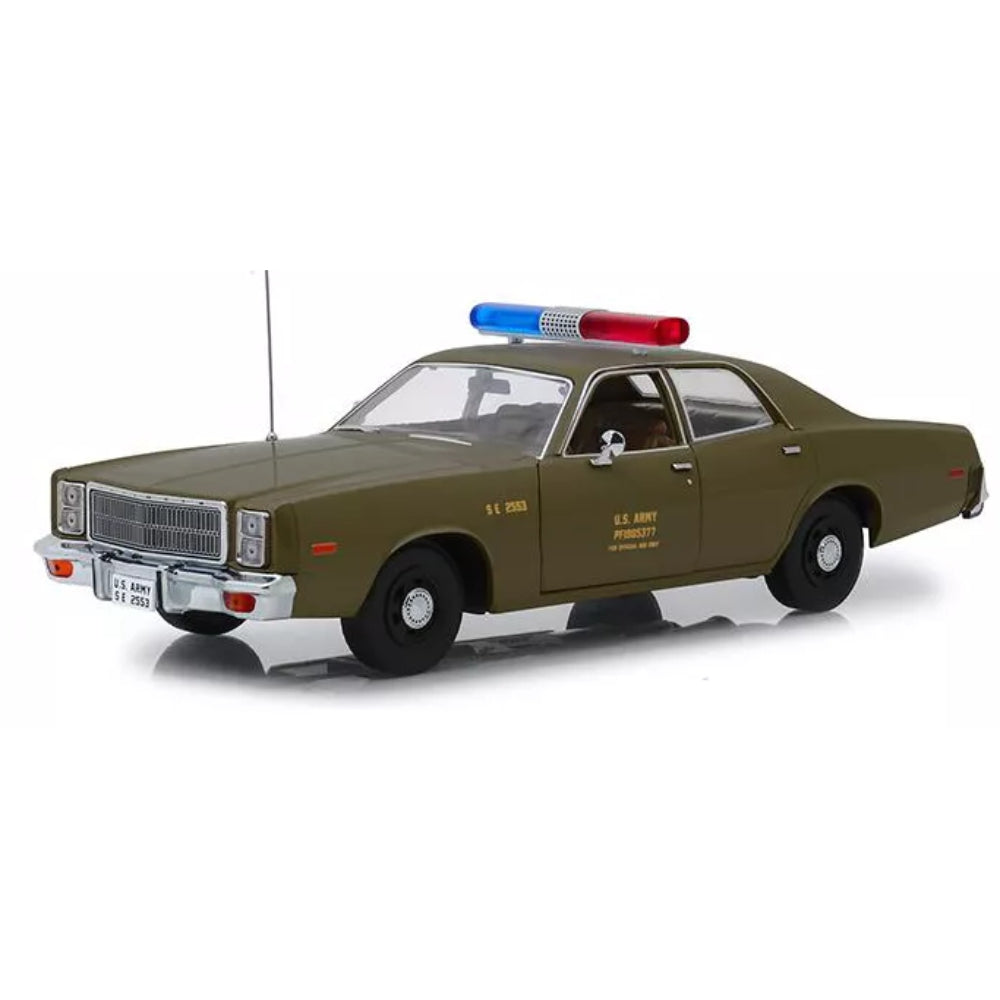 Greenlight 1977 Plymouth Fury U.S. Army Police Army Green "The A-Team" (1983-1987) TV Series 1/18 Diecast Model Car