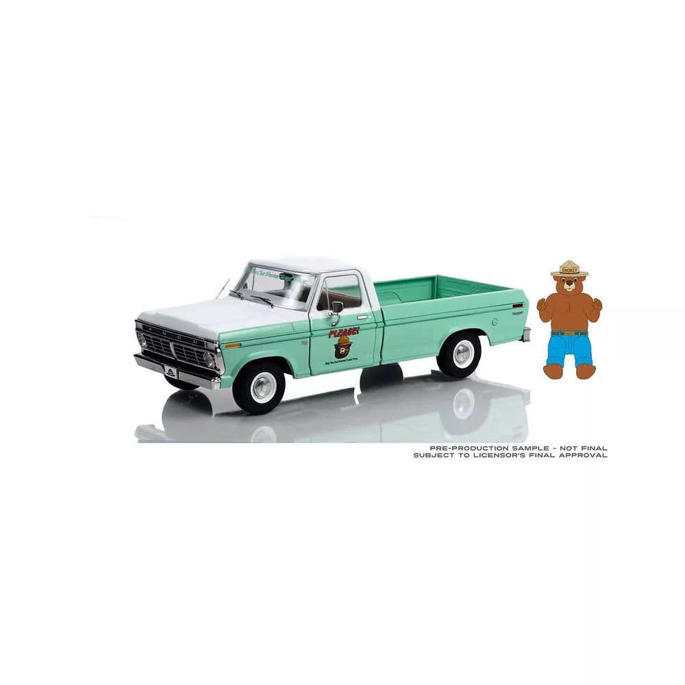 Greenlight - Ford F-100 Pickup Truck - Forest Service Green with Smokey Bear Figure "Only You Can Prevent Wildfires"