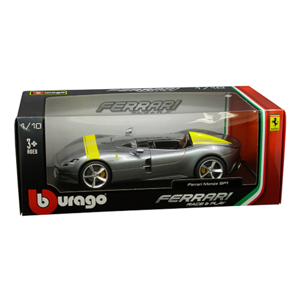 Bburago 1:18 Ferrari Race &amp; Play – Ferrari Monza SP1 (Silver)