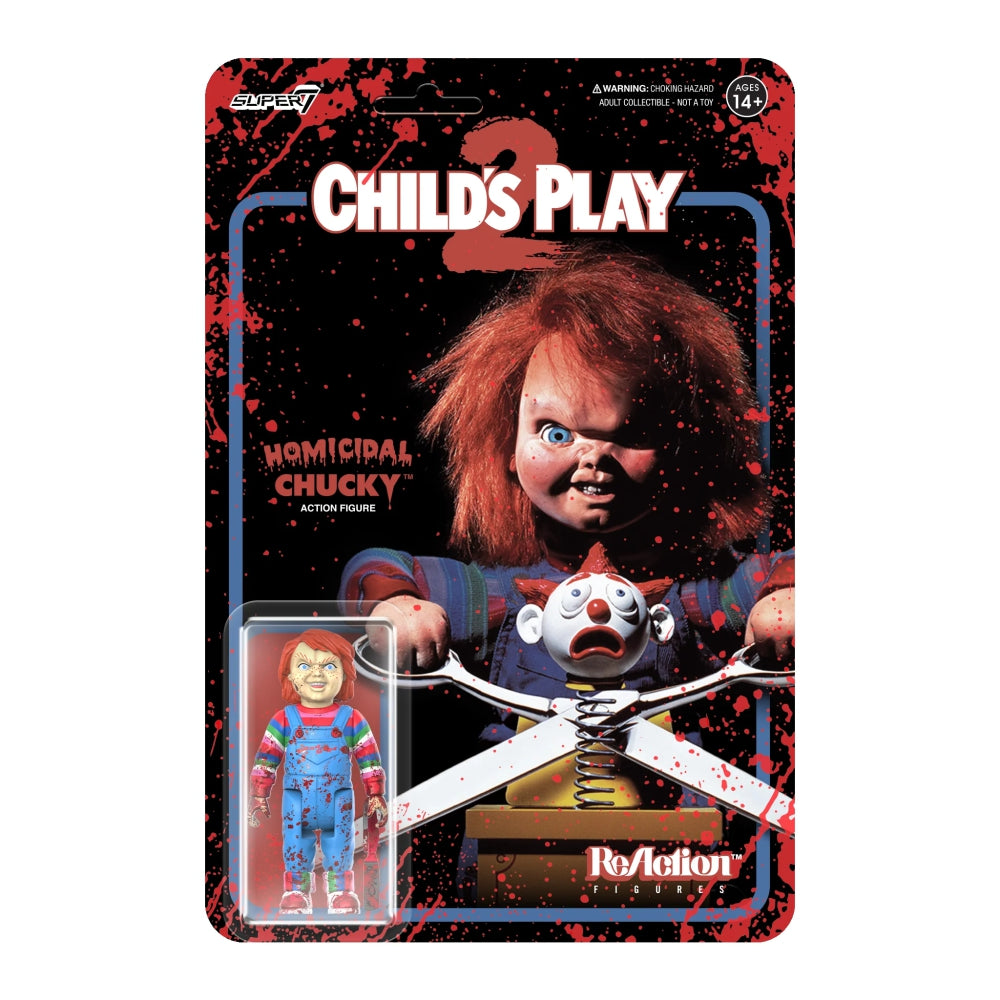 Child&#39;s Play ReAction Figure Homicidal Chucky (Blood Splatter)