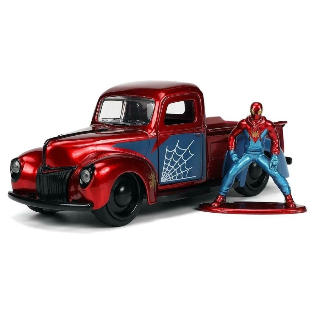 Jada Toys Marvel 1:32 1941 Ford Pickup Die-cast Car & 1.65" Proto-Suit Spider-Man Die-cast Figure