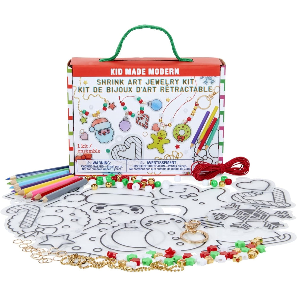 Kid Made Modern - Christmas Shrink Art Jewelry Kit - Kids Ages 6 and Up