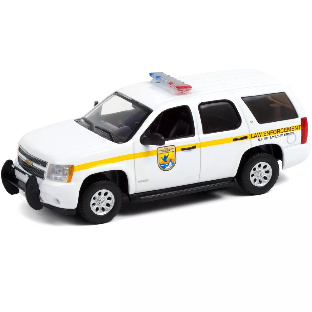 Greenlight 2012 Chevrolet Tahoe White w/Yellow Stripes "U.S. Fish & Wildlife Service Law Enforcement" 1/43 Diecast Model Car