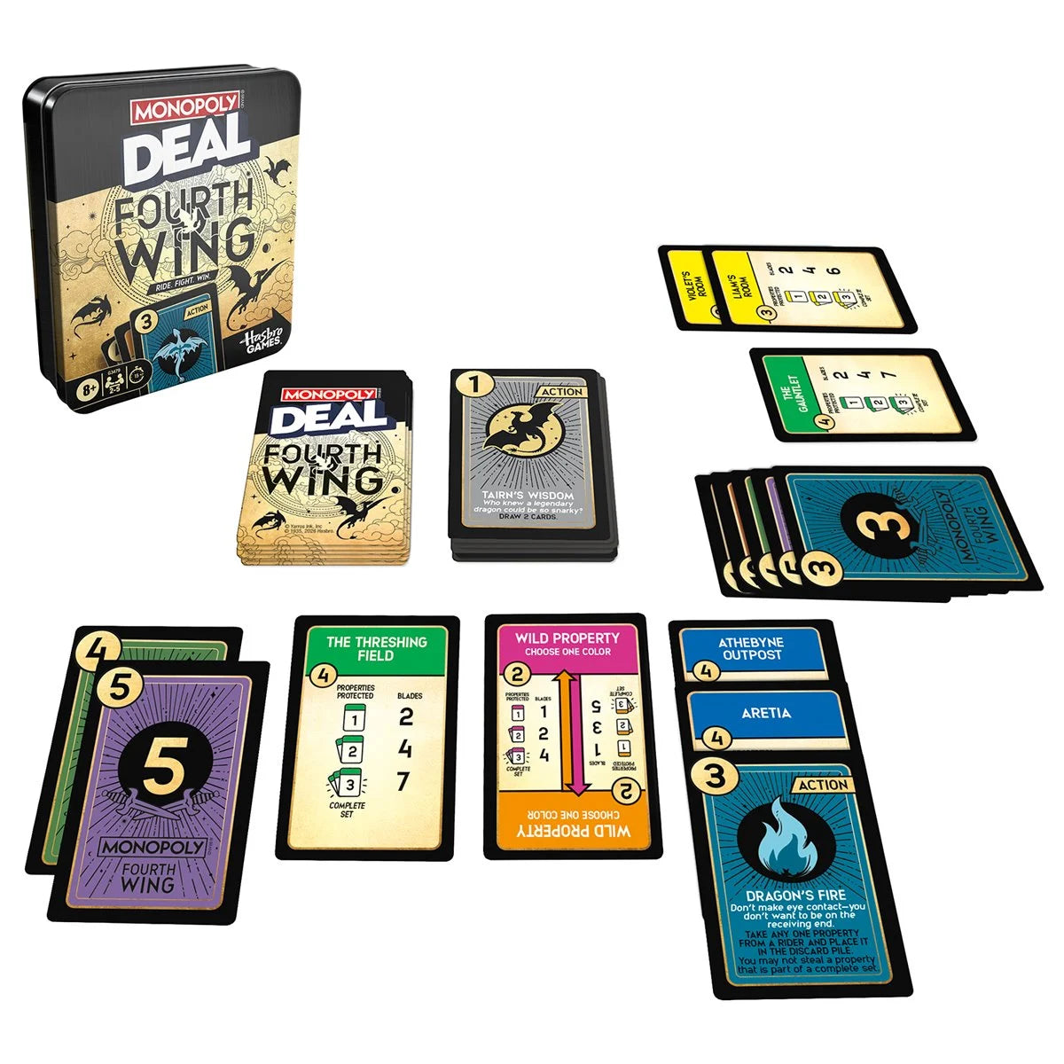 Monopoly Deal Fourth Wing Edition Card Game – Fast-Paced Strategy Game for Adults, Teens & Kids
