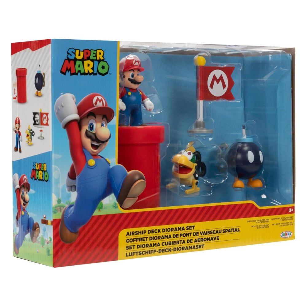 Super Mario 2.5″ Bowser’s Airship Deck Diorama Playset – Action Figures & Modular Playset