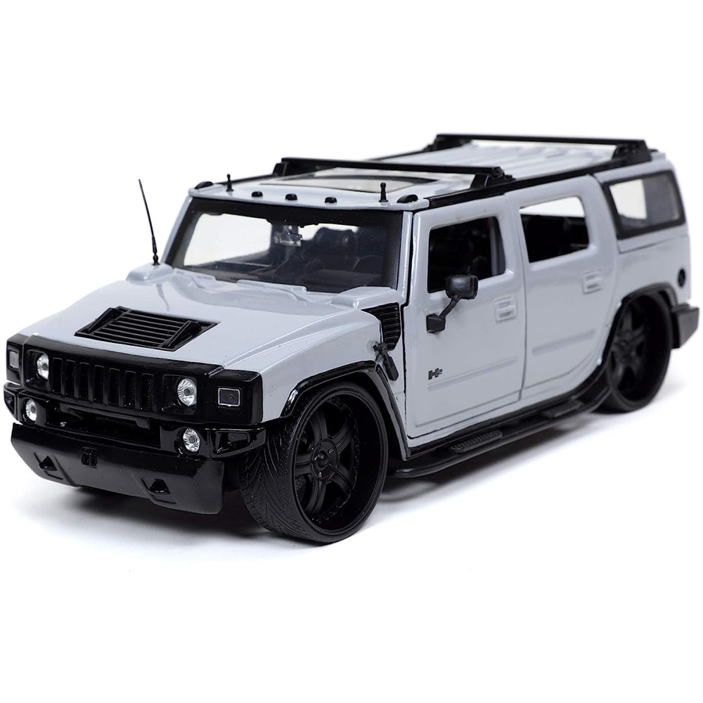 Jada Toys Just Trucks 1:24 2003 Hummer H2 with Rack Die-cast Car Grey