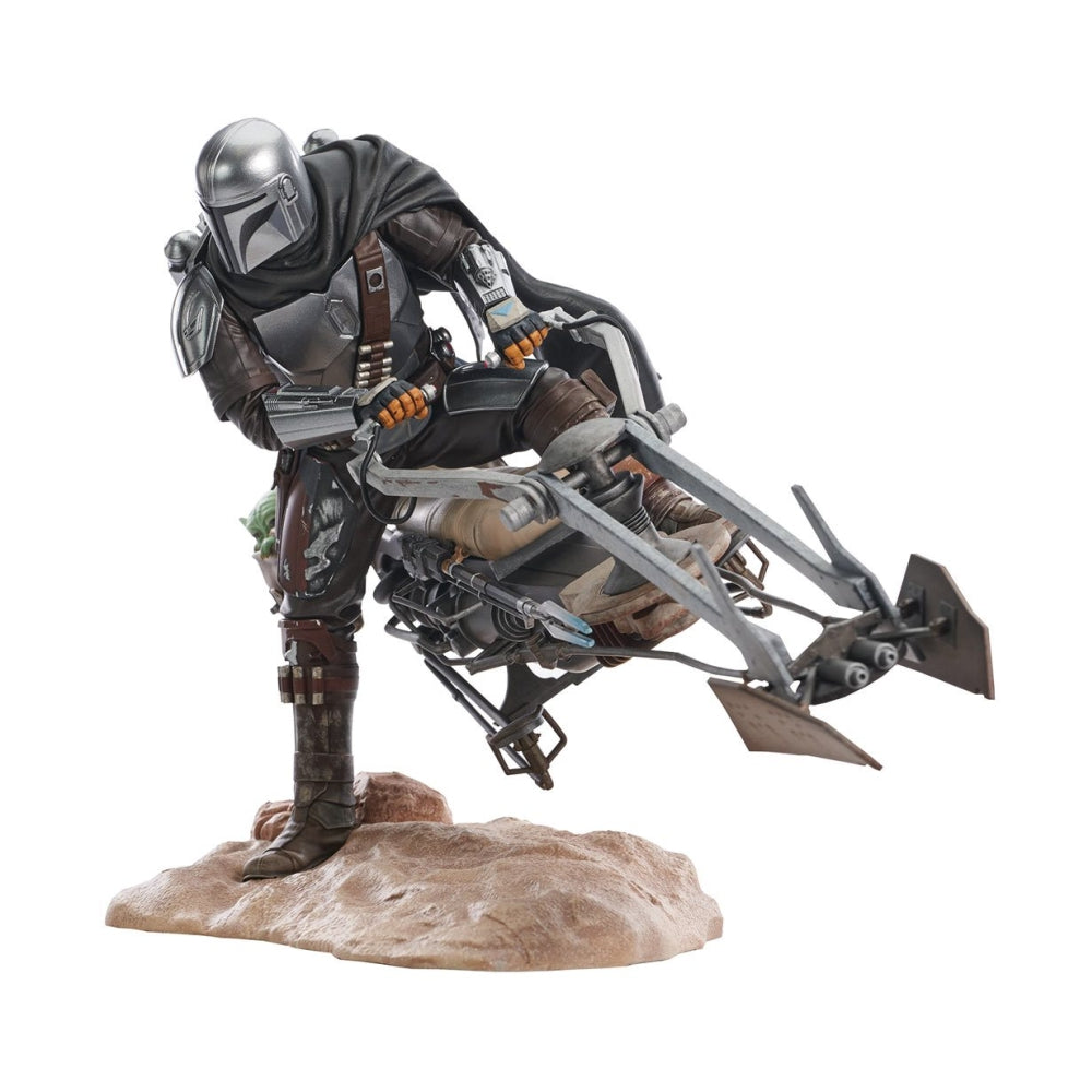 Star Wars Premier Collection: The Mandalorian Din Djarin with Speeder Bike Statue