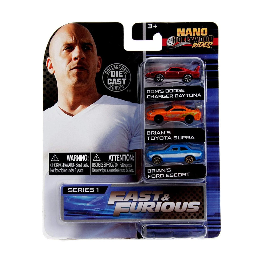 Jada Toys Fast & Furious 1.65" Nano 3-Pack Die-cast Cars