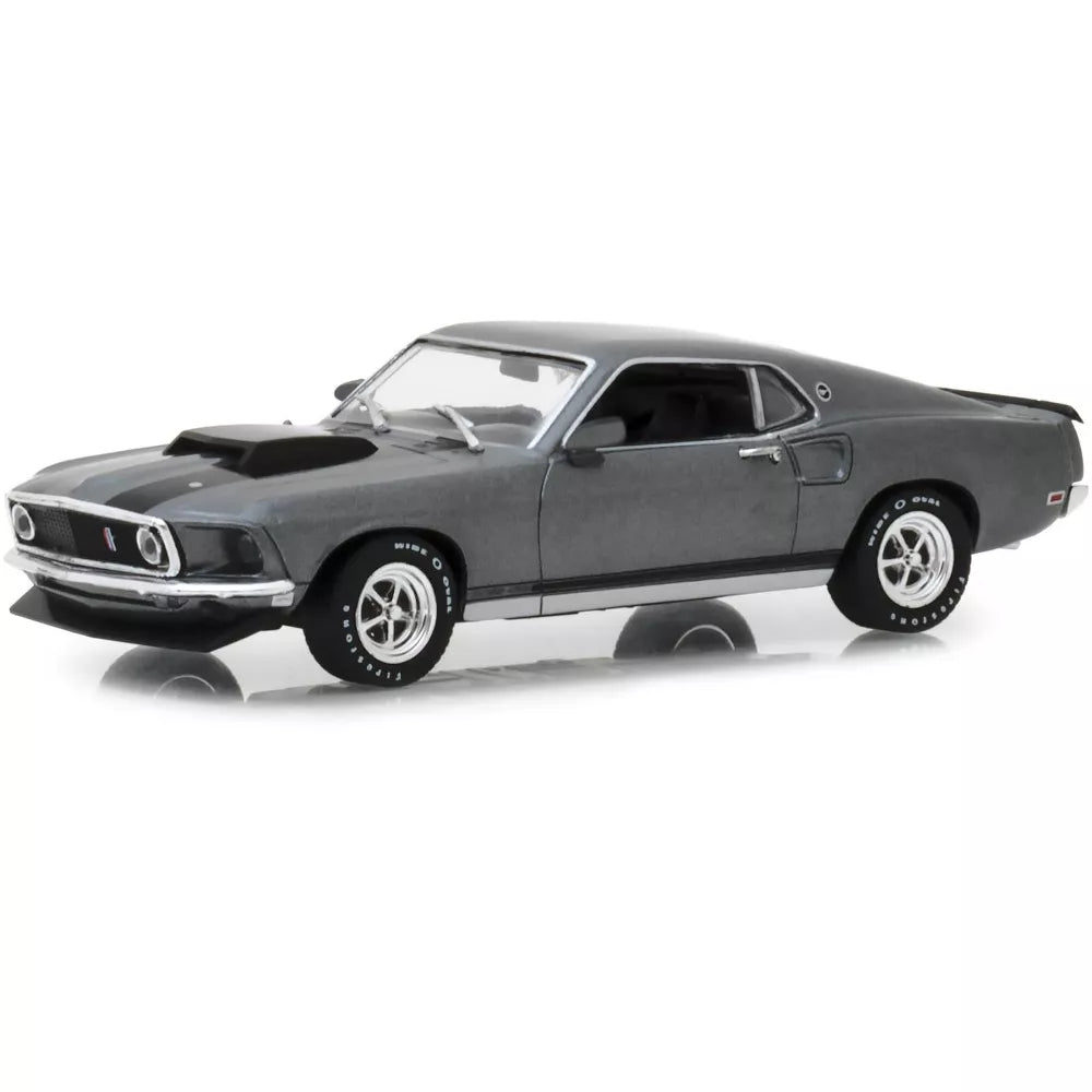 Greenlight 1969 Ford Mustang BOSS 429 Gray with Black Stripes "John Wick" (2014) Movie 1/43 Diecast Model Car