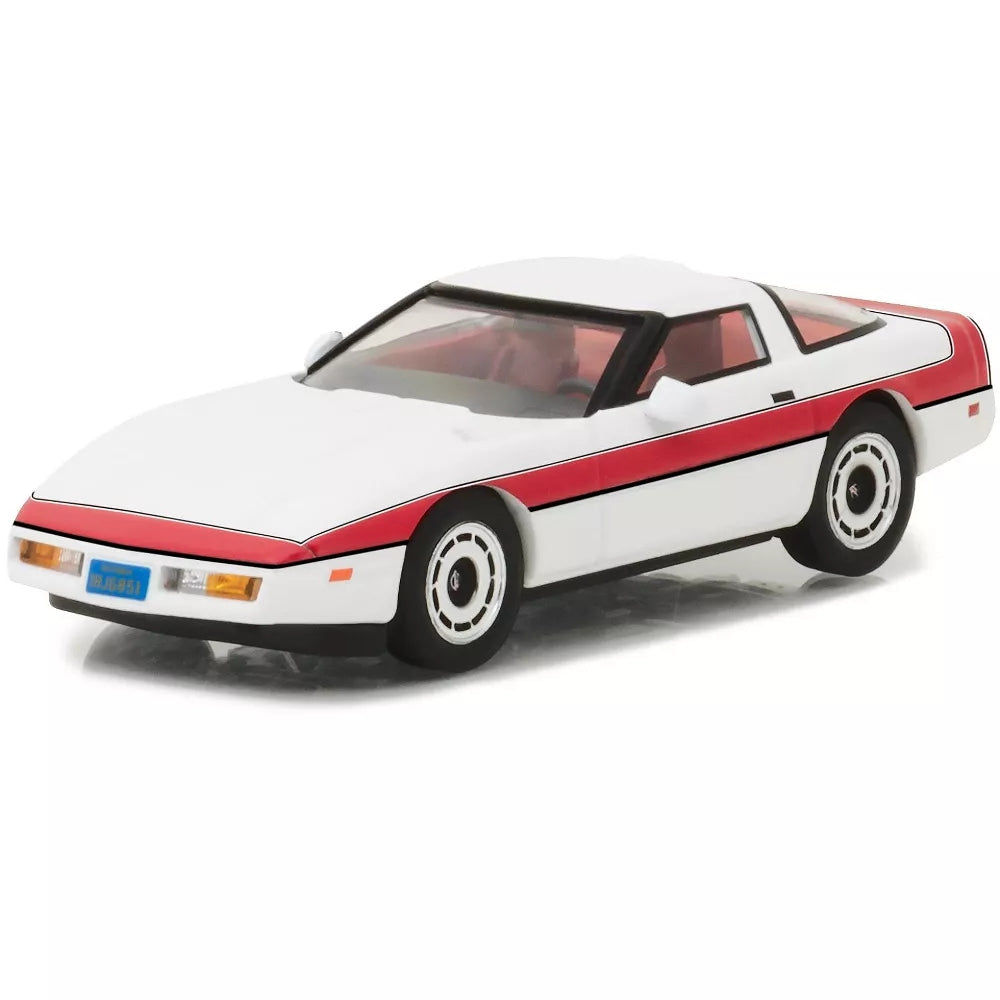 Greenlight 1984 Chevrolet Corvette C4 White with Red Stripe "The A-Team" (1983-1987) TV Series 1/43 Diecast Model Car