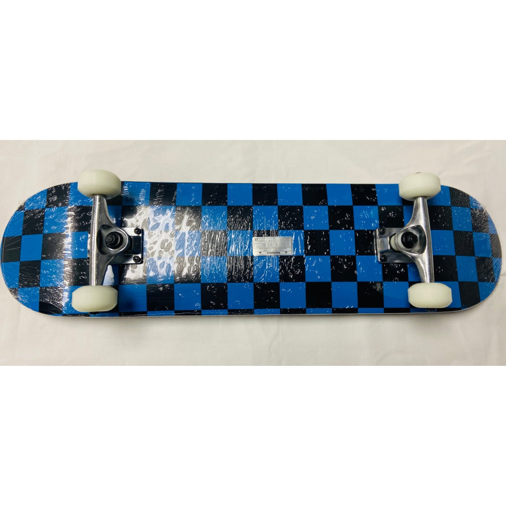 Large Maple wood Skateboard 31" x 8" w/ HD Trucks and Checkered Designs Skateboard