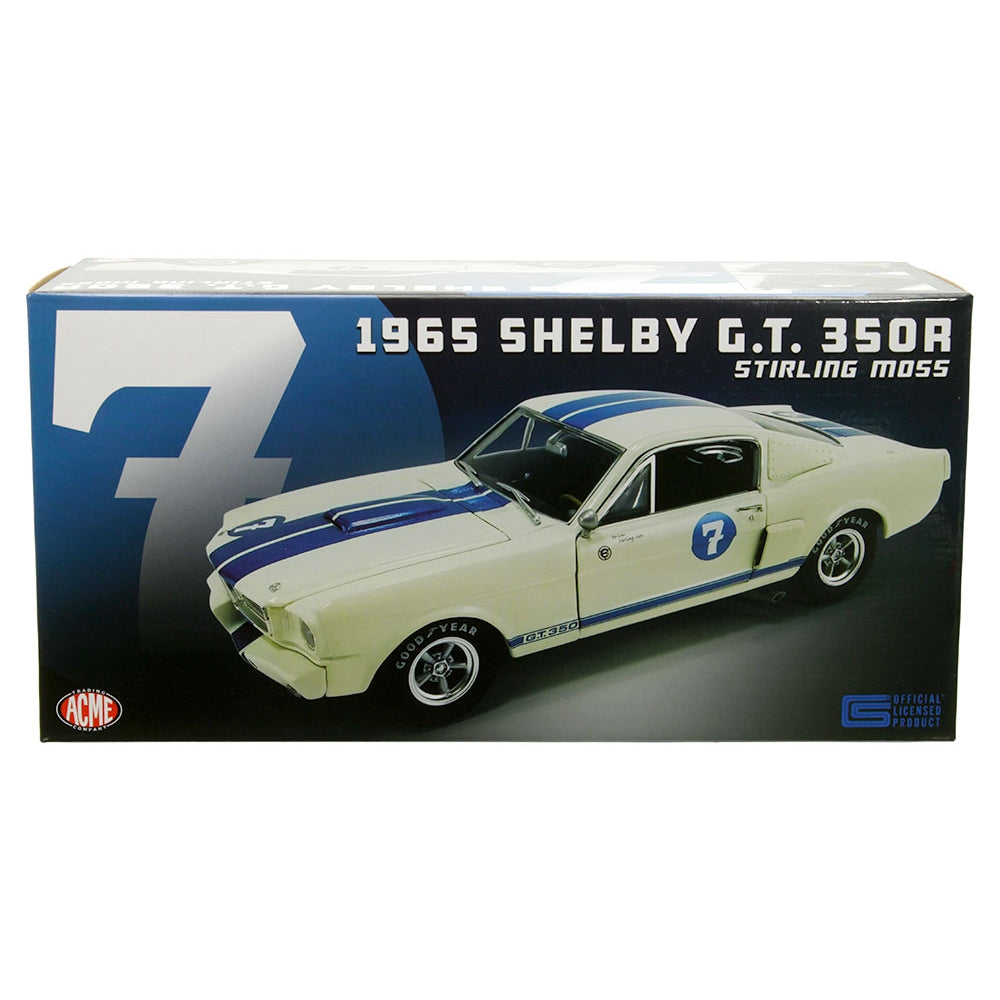 ACME 1:18 1965 Shelby GT350R #7 Stirling Moss – White with Blue Stripes