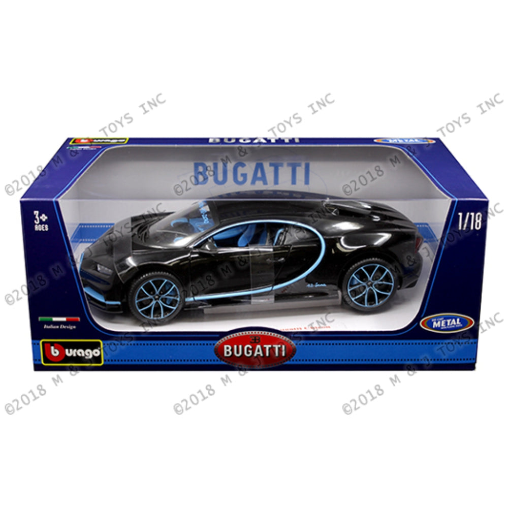 Bburago 1:18 Bugatti Chiron 42 Edition Black with Blue Accents
