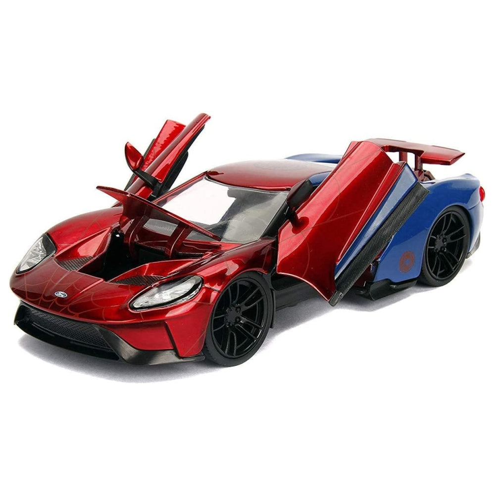 Jada Toys Marvel 1:24 2017 Ford GT Die-cast Car with 2.75&quot; Spider-Man Figure