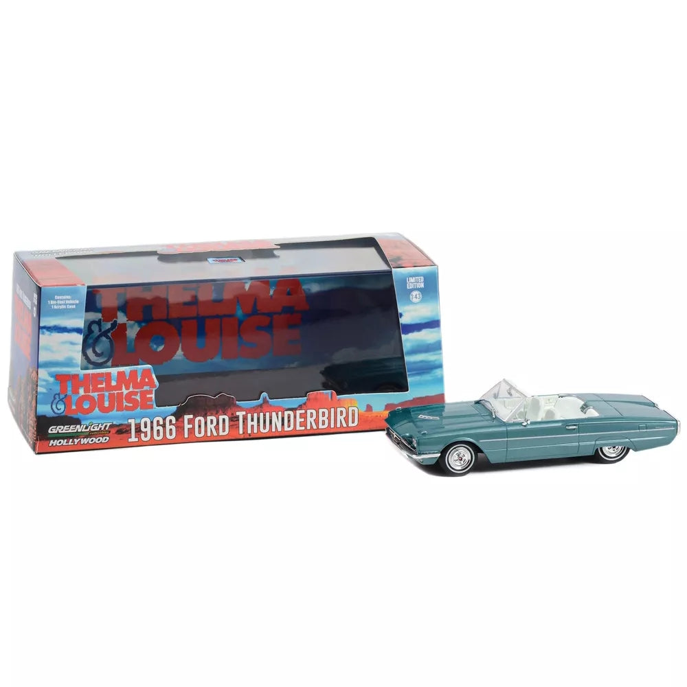 Greenlight 1966 Ford Thunderbird Convertible Light Blue Met. w/White Interior &quot;Thelma &amp; Louise&quot; Movie 1/43 Diecast Model Car