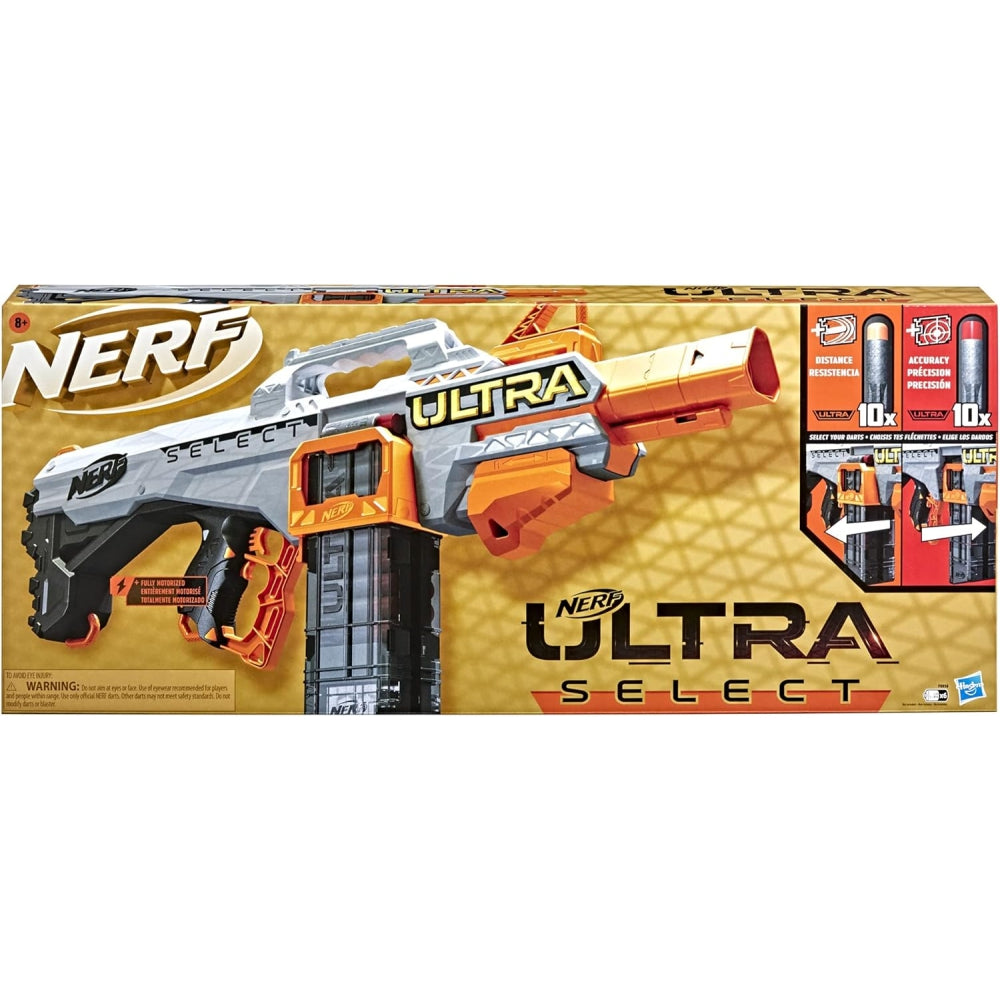 NERF Ultra Select Fully Motorized Blaster, Fire for Distance or Accuracy