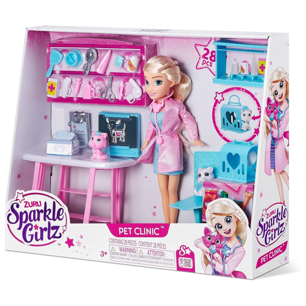 ZURU Sparkle Girlz Pet Clinic Playset – 10.5″ Doll with Veterinary Care Accessories (Assorted)