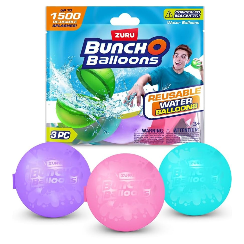 ZURU Bunch O Balloons Reusable Water Balloons – 3-Pack (Assorted Colors)