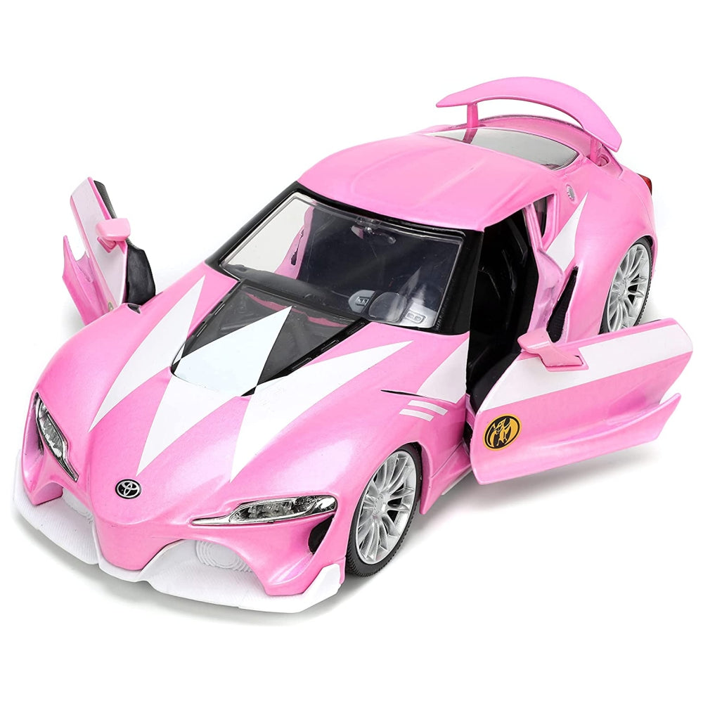 Jada Toys Mighty Morphin Power Rangers 1:24 Toyota FT-1 Concept Die-cast Car w/ 2.75&quot; Pink Ranger Figure