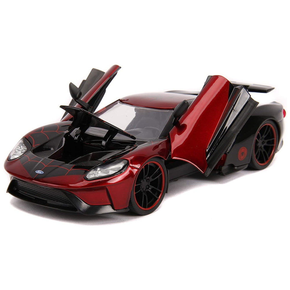 Jada Toys Marvel 1:24 2017 Ford GT Die-cast Car with 2.75&quot; Miles Morales Spider-Man Figure