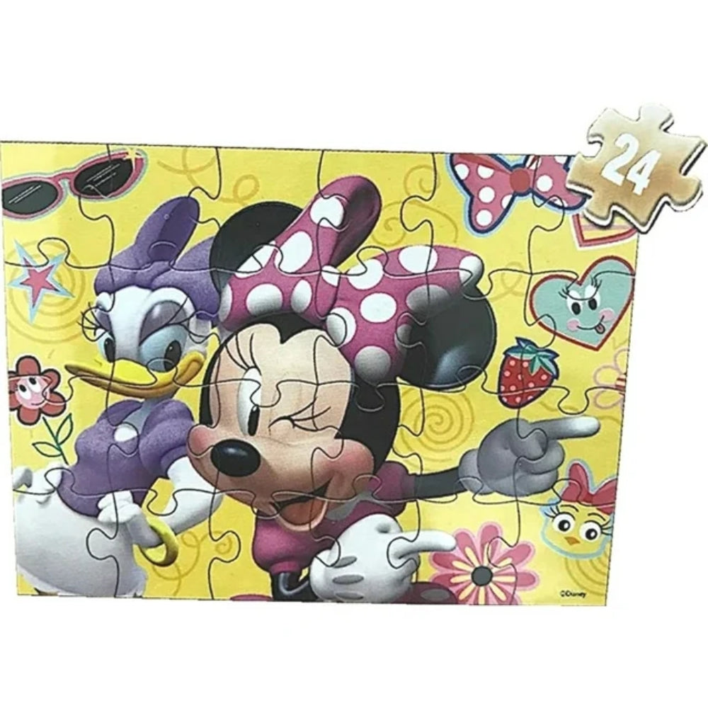 Disney Minnie Mouse 5 Wood Jigsaw Puzzles in Wood Storage Box