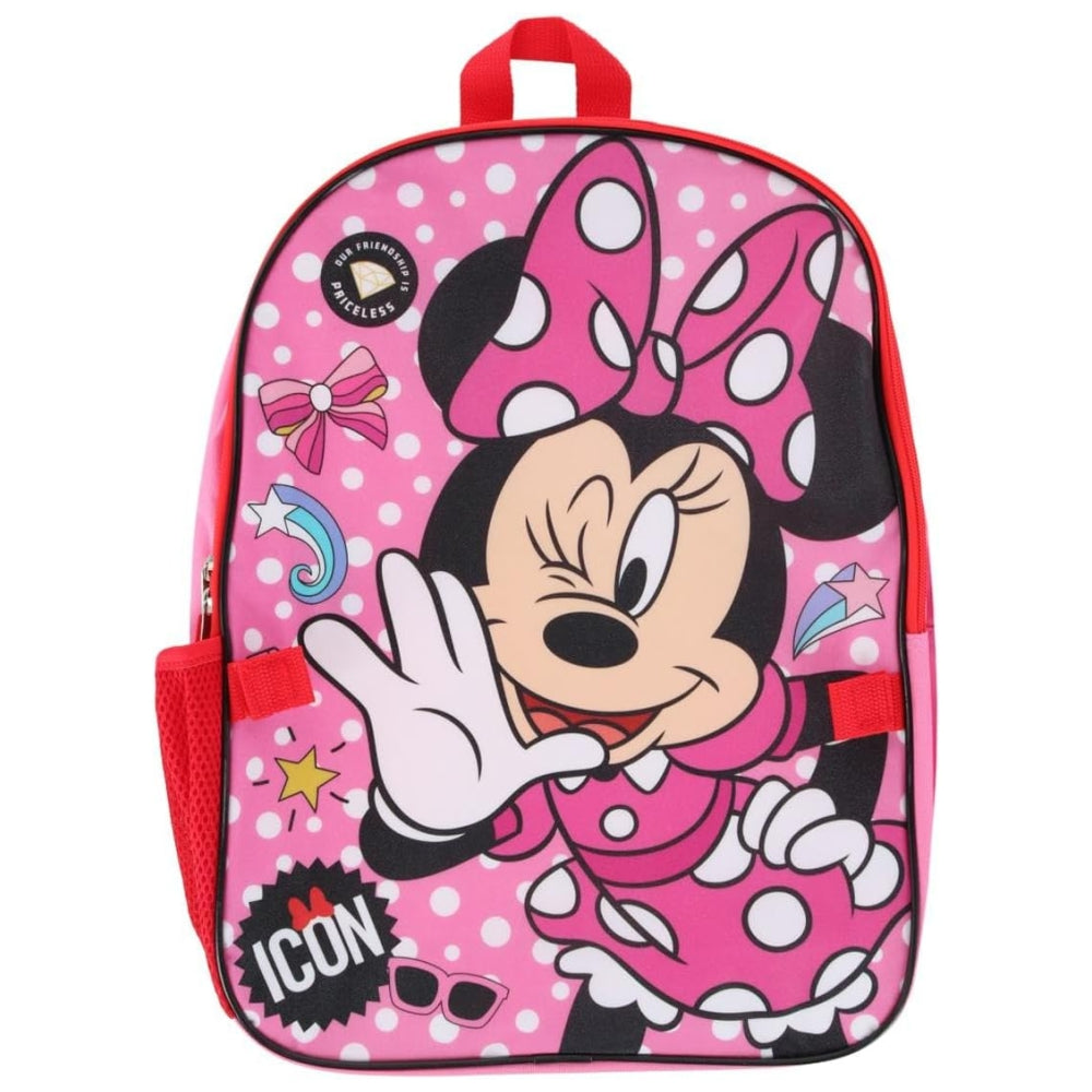 Disney Minnie Mouse 16” Backpack with Matching Rectangle Lunch Bag – 2 Piece School Set (Kids 3+)