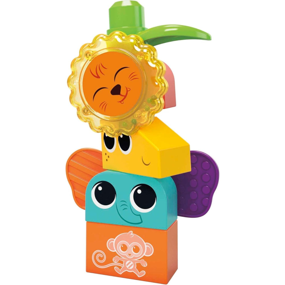 MEGA BLOKS Fisher-Price Rock ‘n Rattle Safari – Toddler Building Blocks Set (15 Pieces, 3 Buildable Animals, Ages 1+)