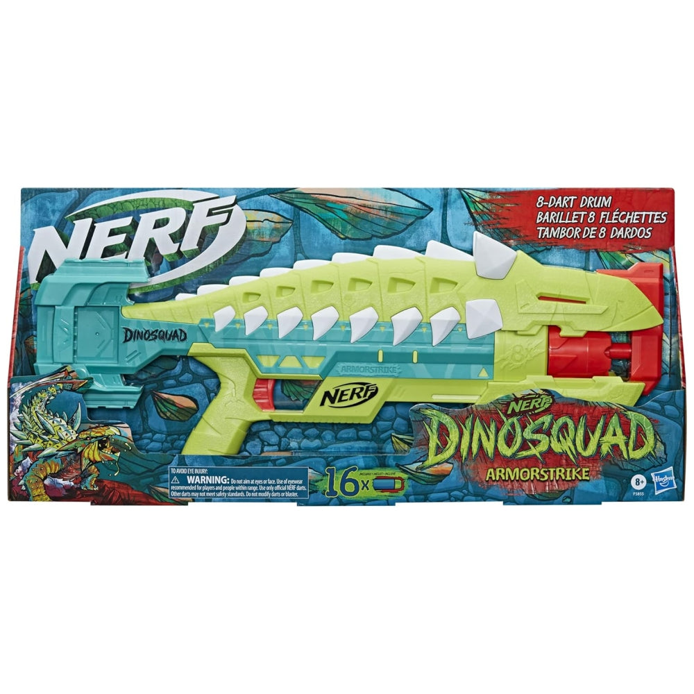 Nerf DinoSquad Armorstrike Dart Blaster – 8-Dart Drum + 16 Nerf Elite Darts