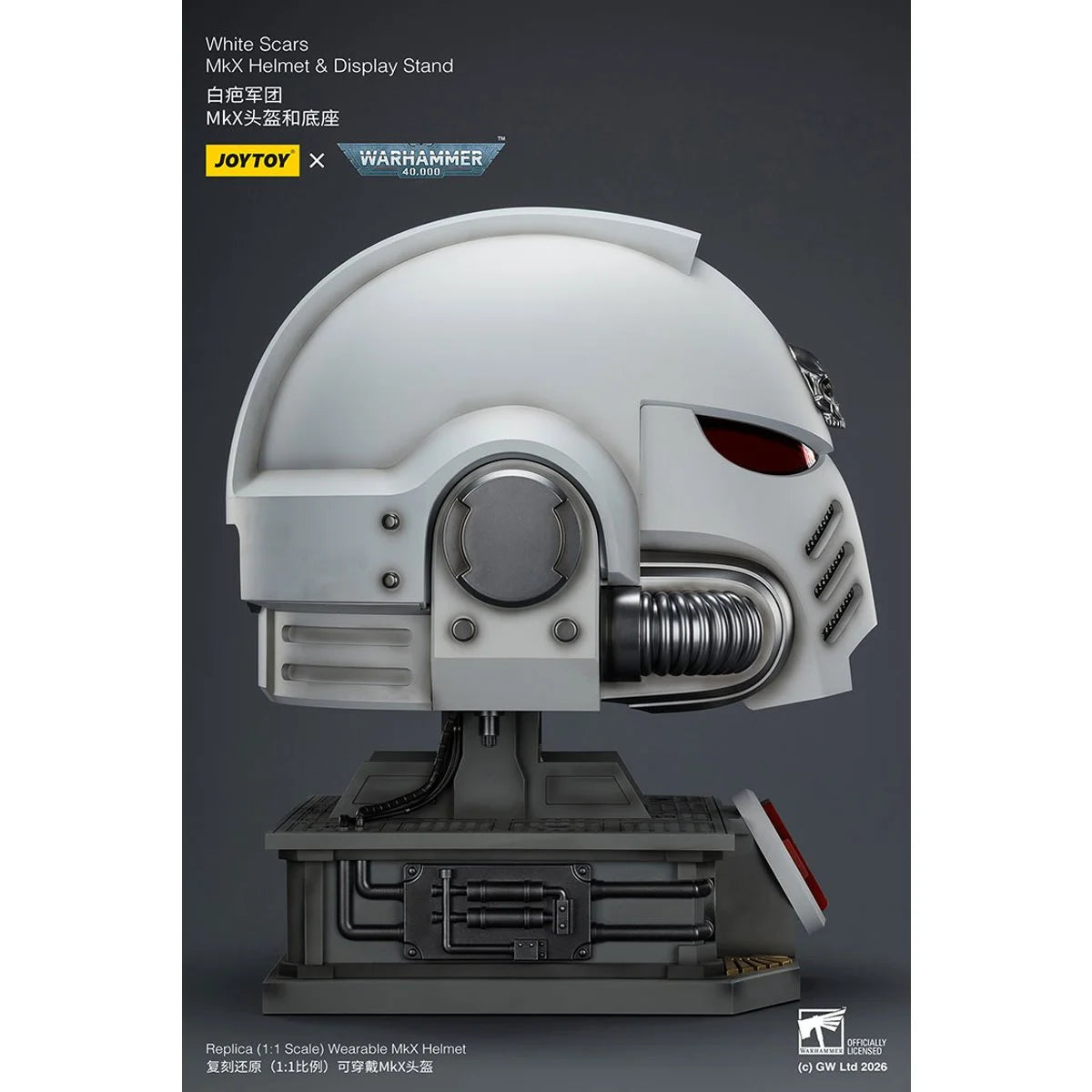 Joy Toy Warhammer 40K White Scars MKX Helmet with Stand 1:1 Scale Light-Up Prop Replica