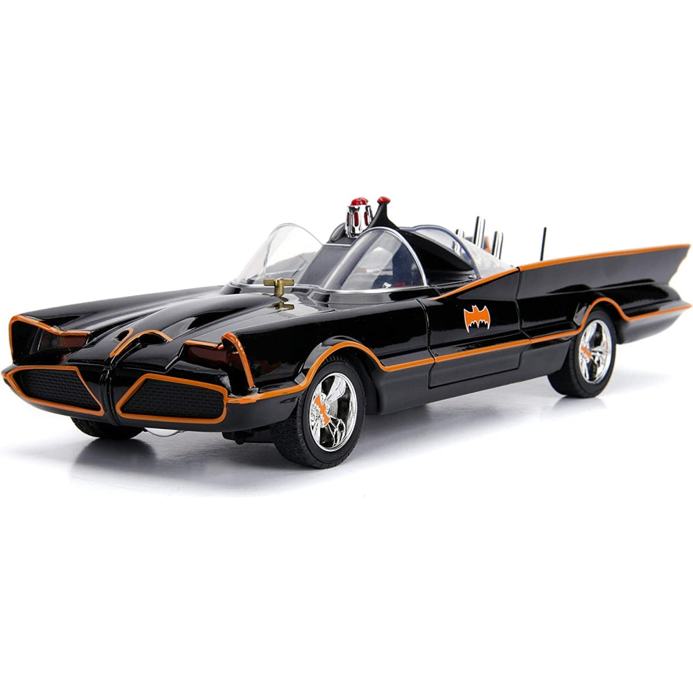 Classic TV Series Batmobile Die-cast Car, 1:18 Scale Vehicle &amp; 3&quot; Batman &amp; Robin Collectible Figure