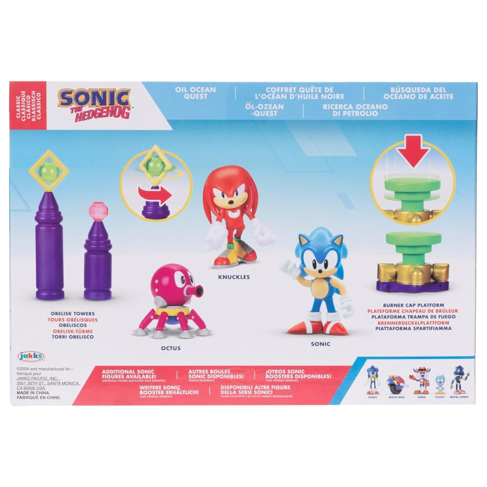 Sonic The Hedgehog 2.5” Action Figures Oil Ocean Diorama Set – Sonic & Knuckles with Accessories (Ages 3+)