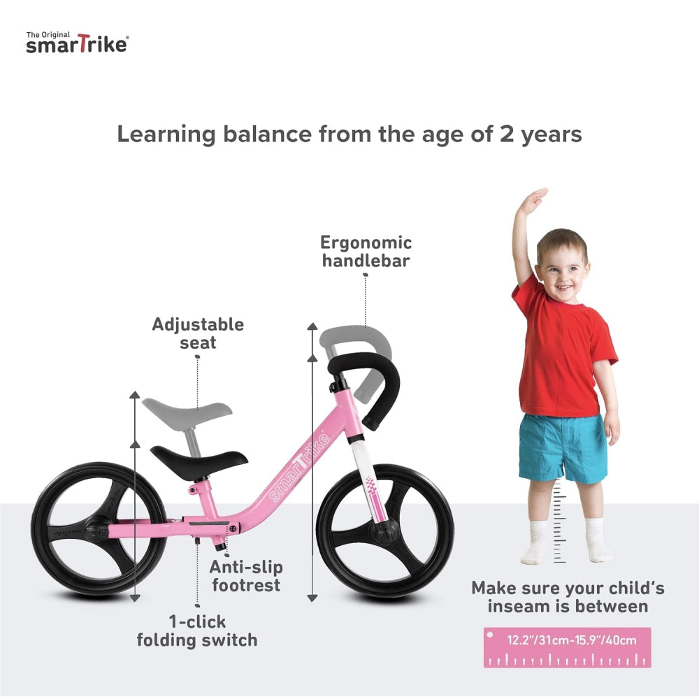 smarTrike Balance Bike for 1, 2, 3, 4, and 5 Year Old Boys &amp; Girls - Folding Kids Balancing Bike