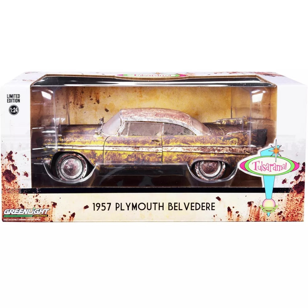 Greenlight 1957 Plymouth Belvedere (Unearthed) Gold Tulsa (Oklahoma) &quot;Tulsarama&quot; Underground Vault (2007) 1/24 Diecast Model Car
